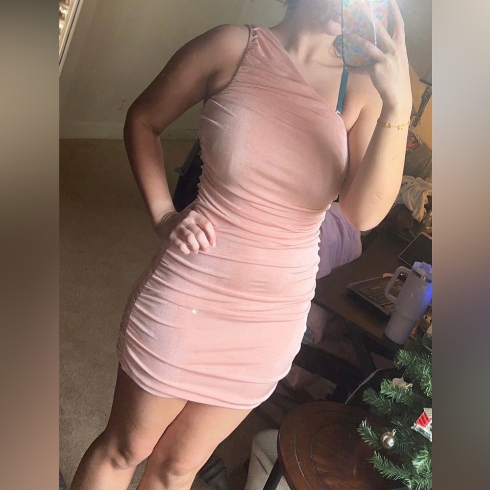 Pink shimmer mini dress
